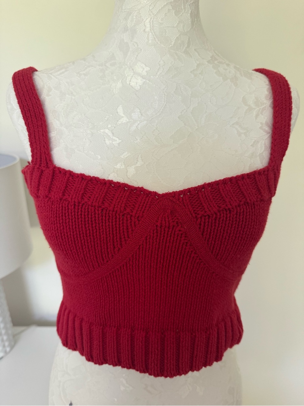 NWT Zara Red Knit Crop Tank Top